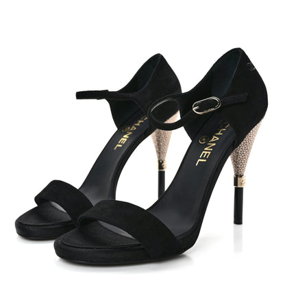 Chanel Suede Calfskin CC Sandals 39 Black 3 of 7