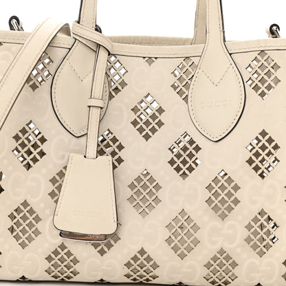Gucci Calfskin GG Monogram Diamond Cut Small Ophidia Tote Bag Off White 8 of 20