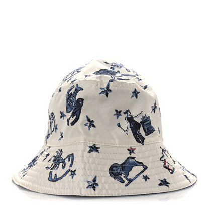 Fendi Silk Zodiac Reversible Bucket Hat S White Blue 4 of 14