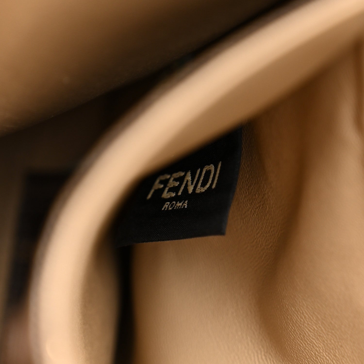 Fendi Vitello Seta Glazed Fabric FF 1974 Medium Peekaboo X-Lite Black Mogano Panna 6 of 9