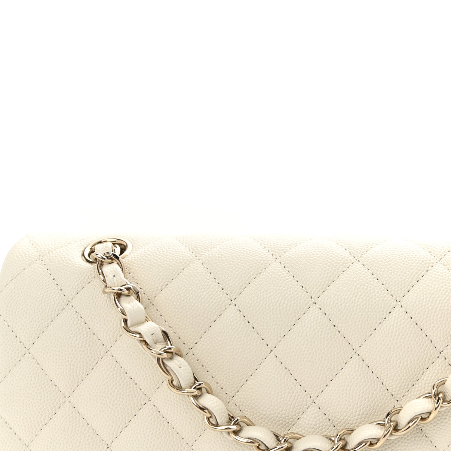 Chanel Caviar Quilted Medium Double Flap White 8 of 10