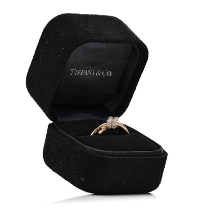 Tiffany 18K Rose Gold Diamond Double Row Knot Ring 56 7.5 5 of 5