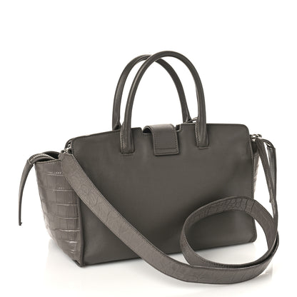 Saint Laurent Smooth Calfskin Crocodile Embossed Baby Monogram Downtown Cabas Earth 3 of 9