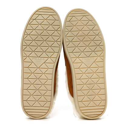 Prada Vitello Scamosciato Triangle Logo Loafer Mules 36 Cognac 6 of 9