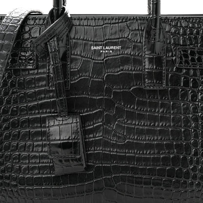 Saint Laurent Calfskin Crocodile Embossed Nano Sac De Jour Black 8 of 12