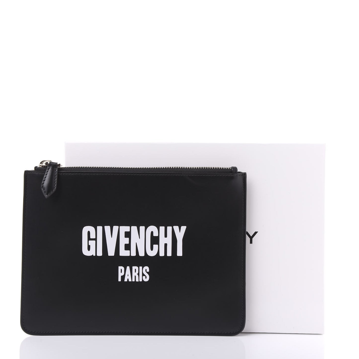 Calfskin Medium Logo Pouch Black