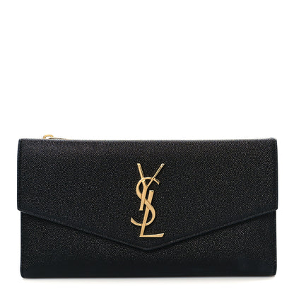 Saint Laurent Grain De Poudre Monogram Uptown Wallet Black 1 of 22