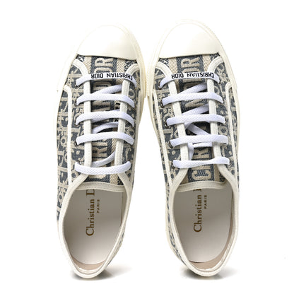 Christian Dior Oblique Chambray Raffia Effect Walk'N'Dior Low Top Sneakers 37 Blue Light Biscuit 5 of 8