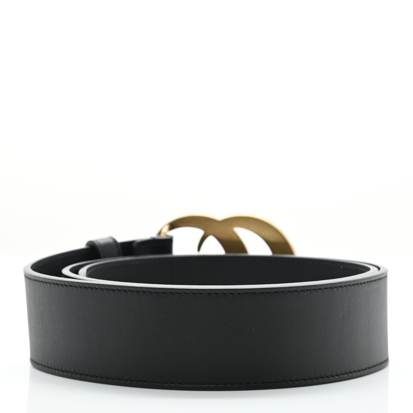Moon Calfskin Pearl Double G 40mm Belt 85 34 Black Cream