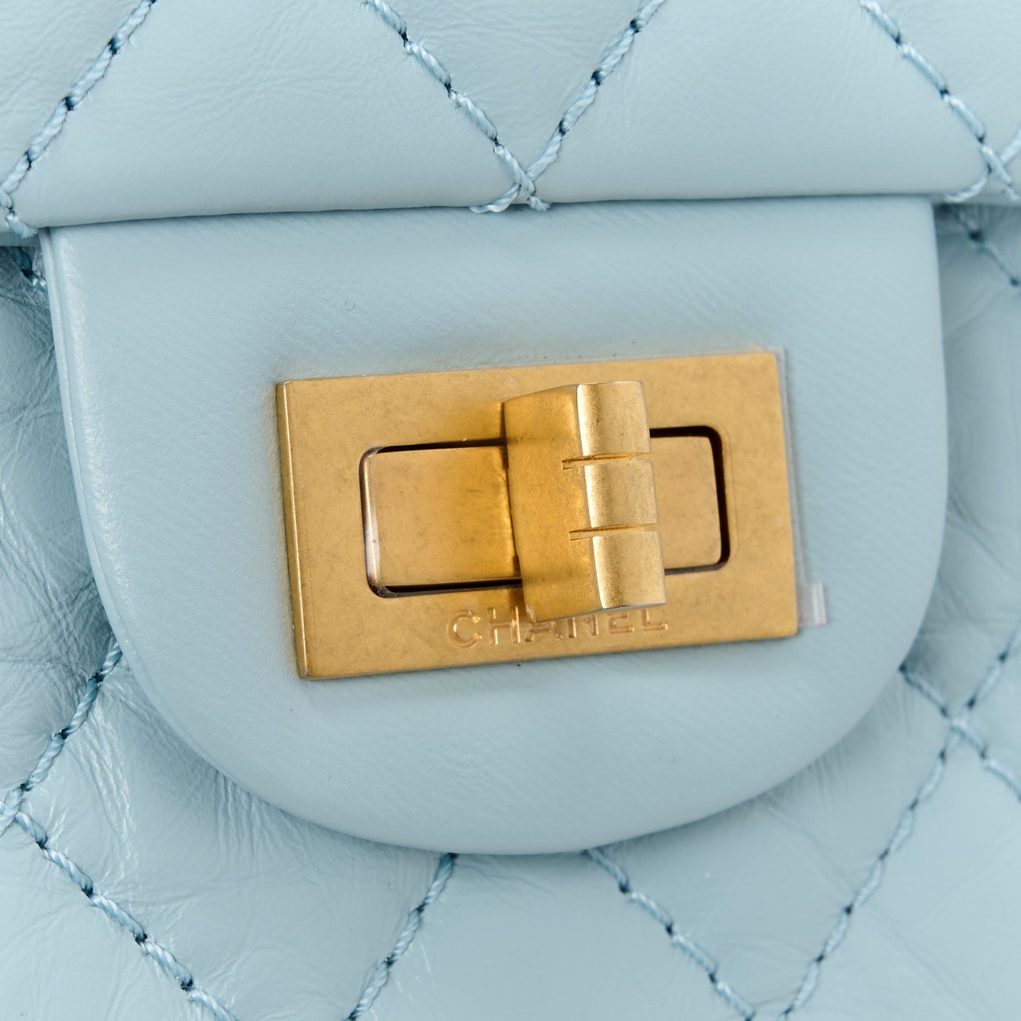 Aged Calfskin Quilted 2.55 Reissue Mini Flap Light Blue
