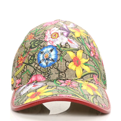 Gucci GG Supreme Flora Claudia Baseball Hat 58 L Red 2 of 8
