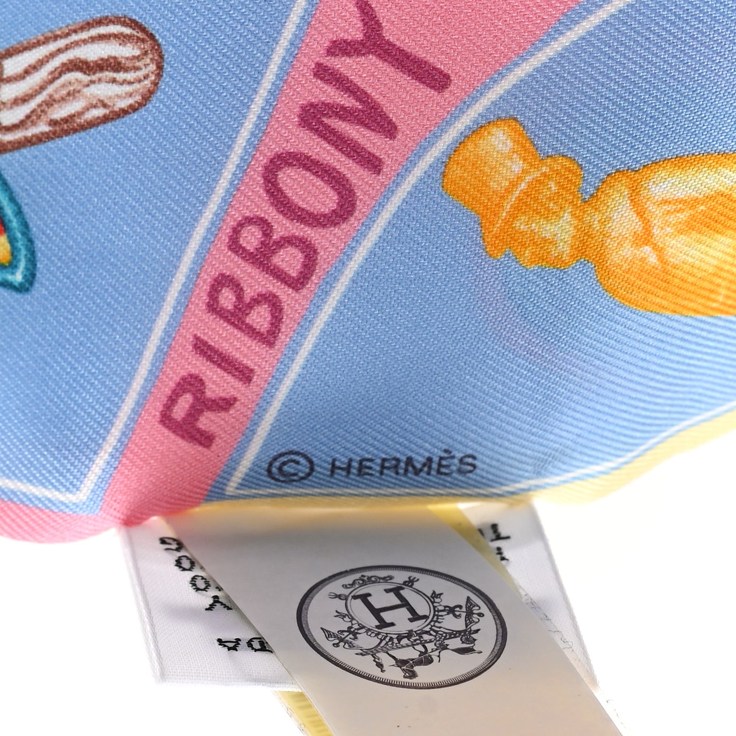 Silk Funny Ice Cream Twilly Bleu Ciel Rose Bonbon