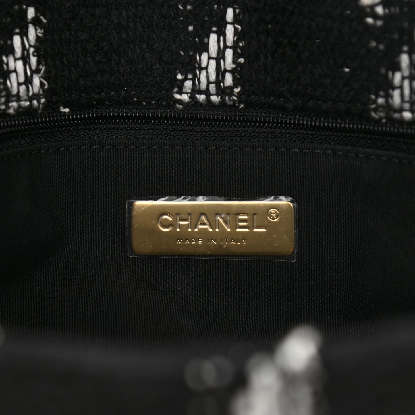 Tweed Quilted Large Chanel 19 Flap Black White