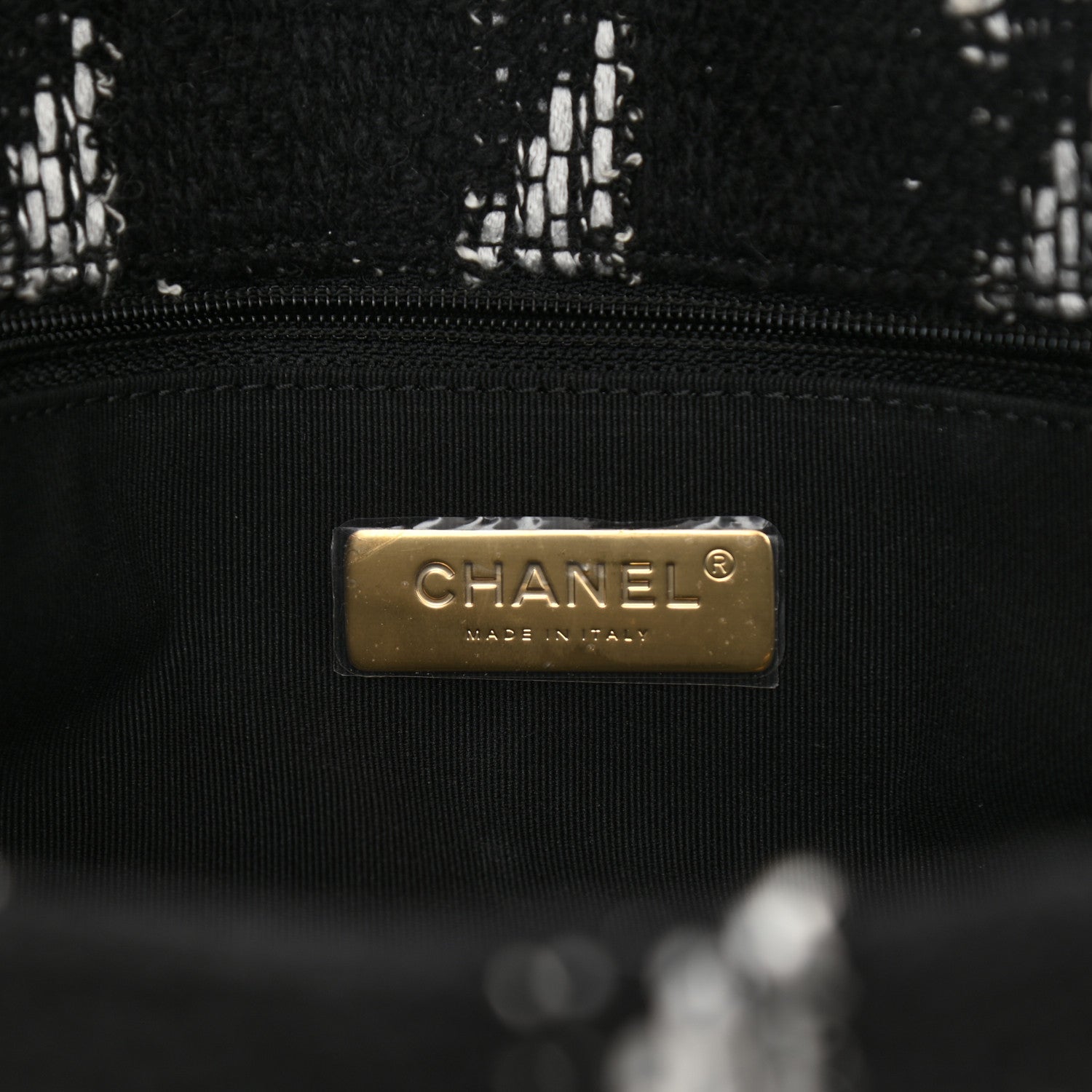 Chanel Tweed Quilted Large Chanel 19 Flap Black White 6 of 11
