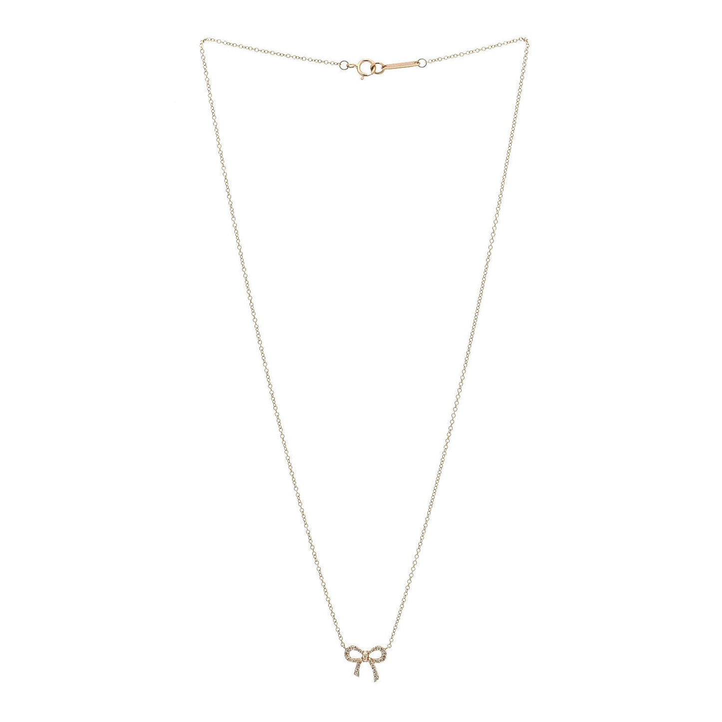 18K Rose Gold Diamond Mini Bow Pendant Necklace