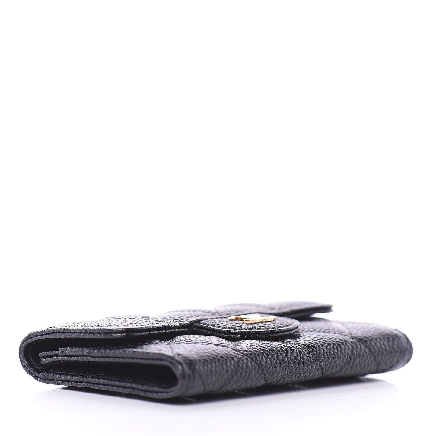 Caviar Quilted Flap Card Holder Black