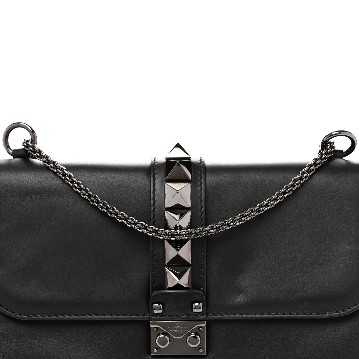 Vitello Medium Glam Lock Rockstud Flap Black