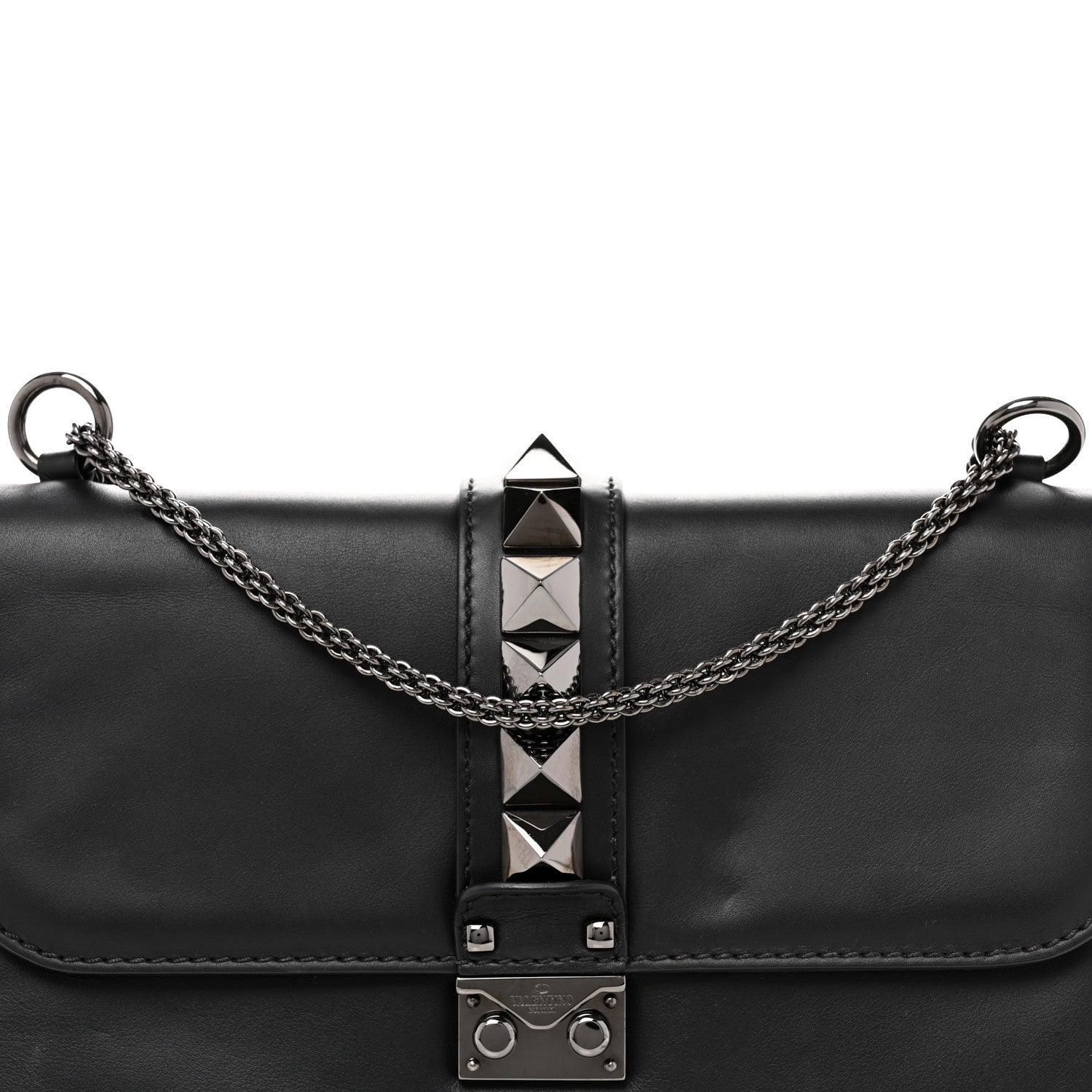 Valentino Garavani Vitello Medium Glam Lock Rockstud Flap Black 7 of 11