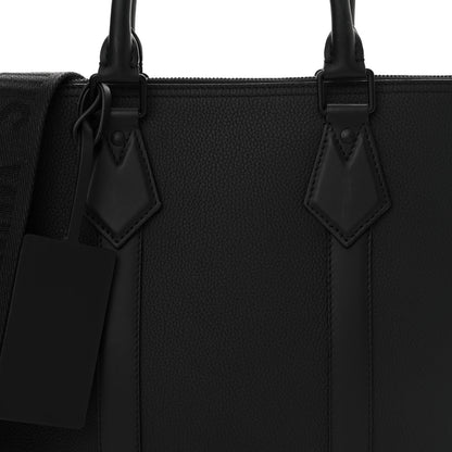 Louis Vuitton Calfskin Aerogram Takeoff Briefcase Black 6 of 11