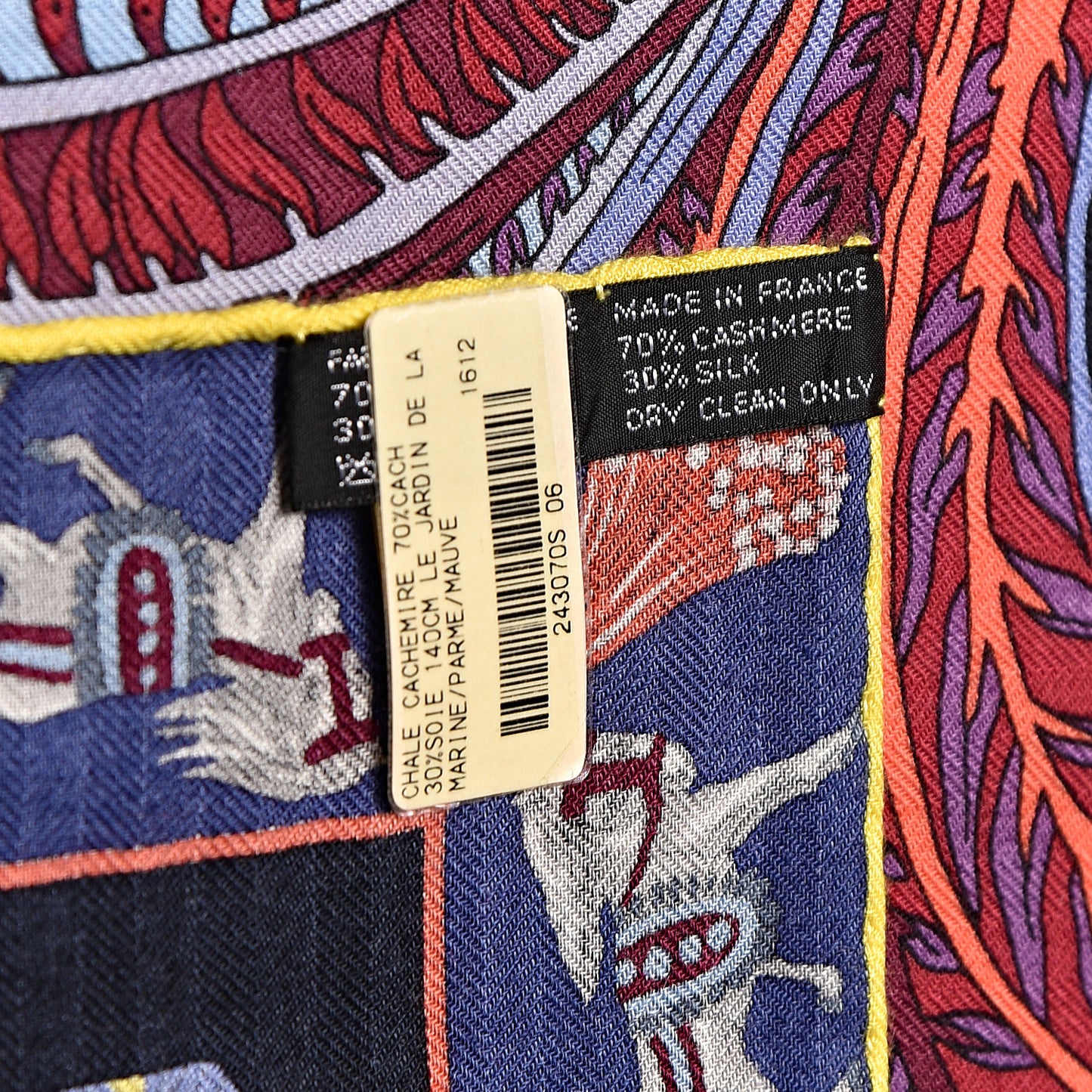 Cashmere Silk Le Jardin De La Maharani Shawl 140 Marine Parme Mauve