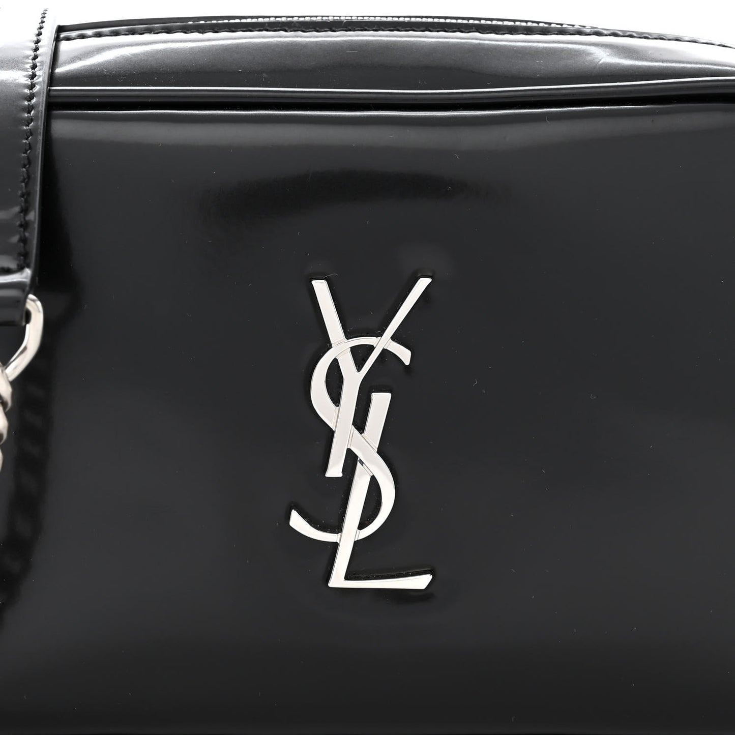 Shiny Calfskin Monogram Mini Lou Camera Bag Black