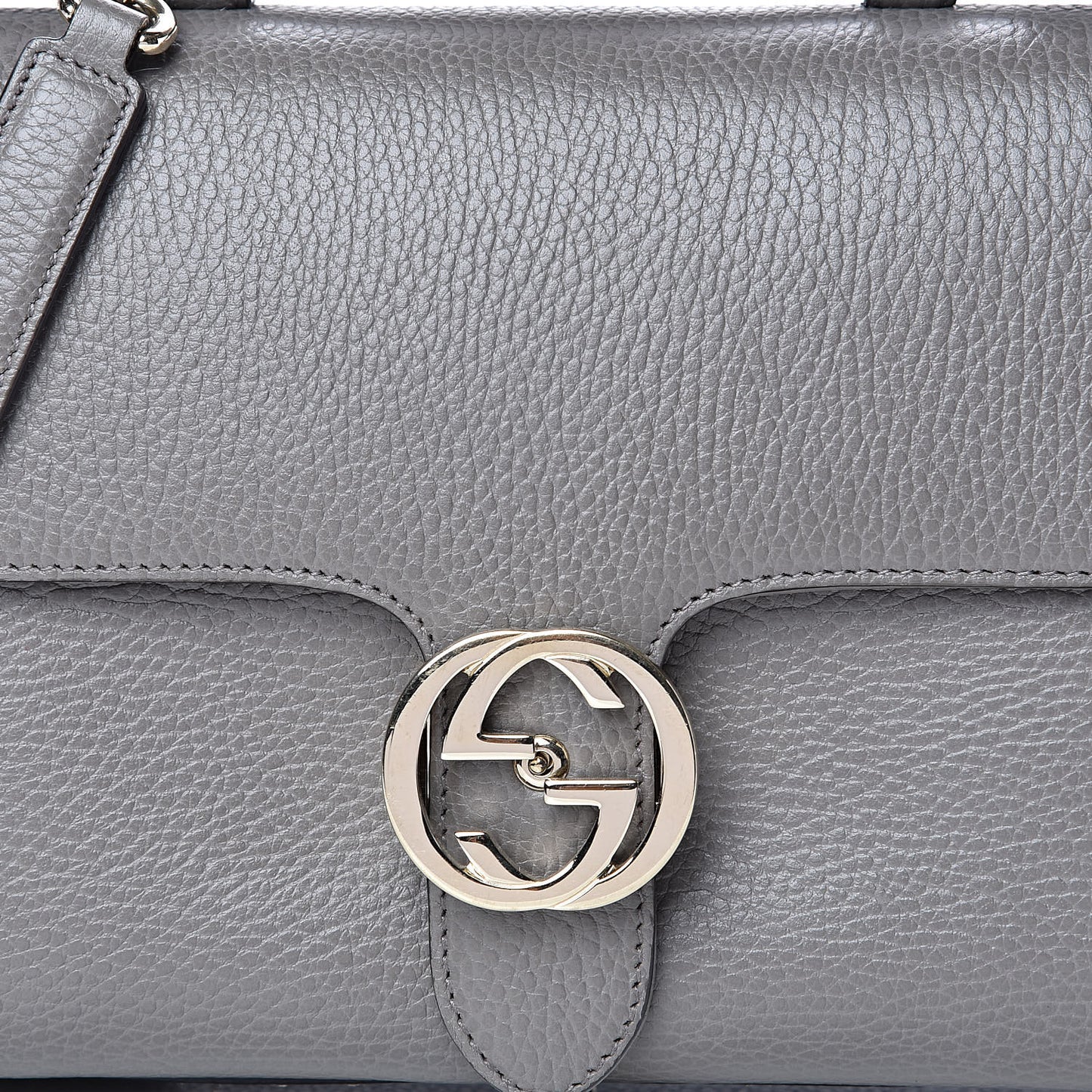 Dollar Calfskin Interlocking G Top Handle Shoulder Bag Loess