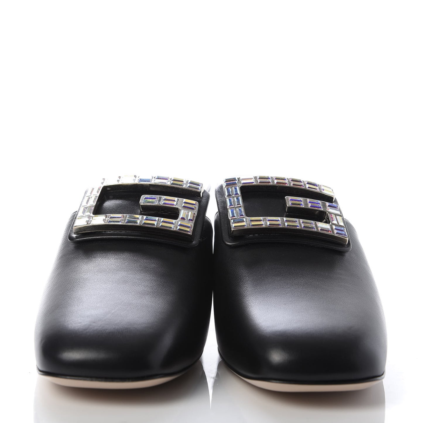 Malaga Kid Crystal Square G Madelyn Mules 41.5 Black