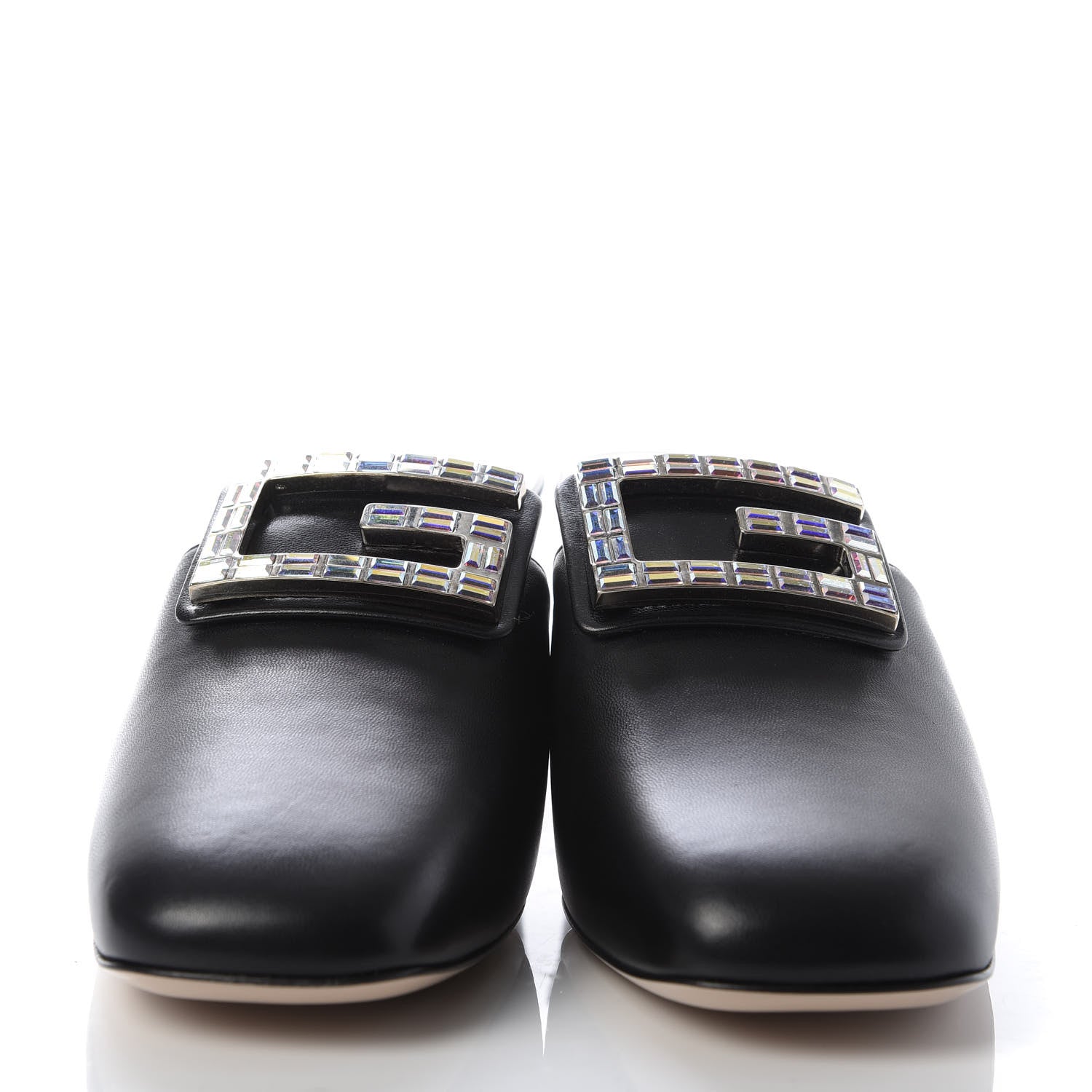 Gucci Malaga Kid Crystal Square G Madelyn Mules 41.5 Black 2 of 10