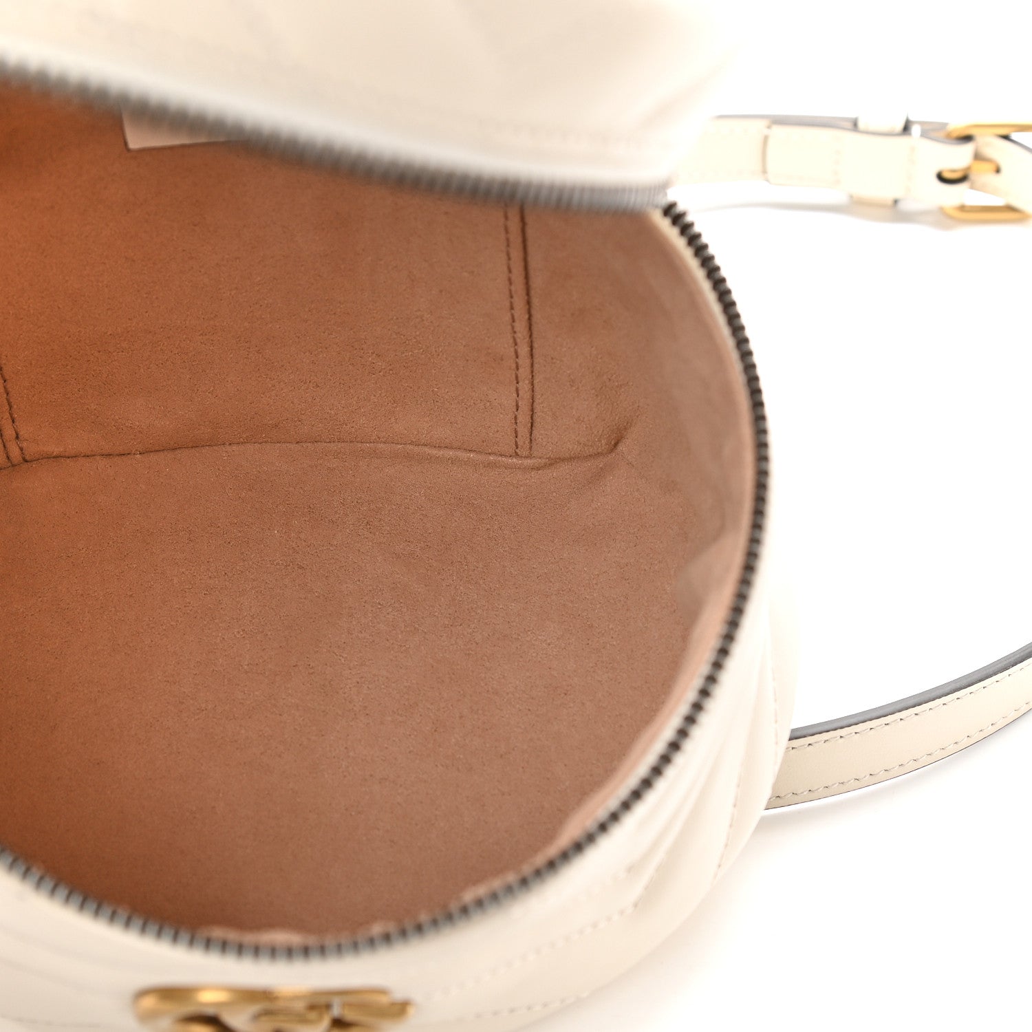 Gucci Calfskin Matelasse Mini GG Marmont Round Backpack White 5 of 9