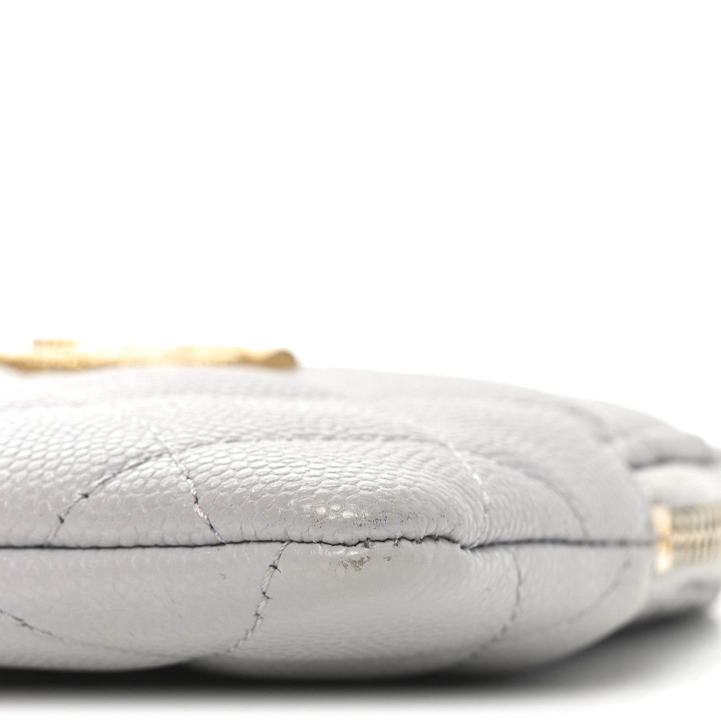 Caviar Quilted Textured CC Zip Card Holder Wallet  Grey