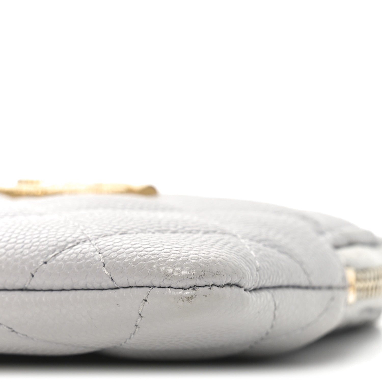 Chanel Caviar Quilted Textured CC Zip Card Holder Wallet  Grey 8 of 9