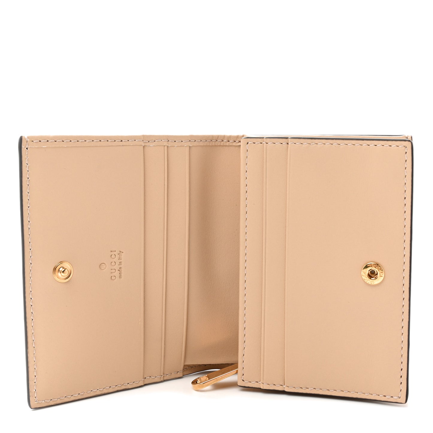 GG Supreme Monogram Calfskin Horsebit Print Card Case Beige Ebony Light Pink