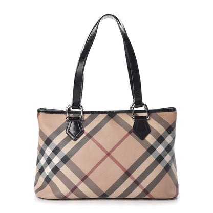 Burberry Patent Trim Nova Check Shopper Tote Black 1 of 10