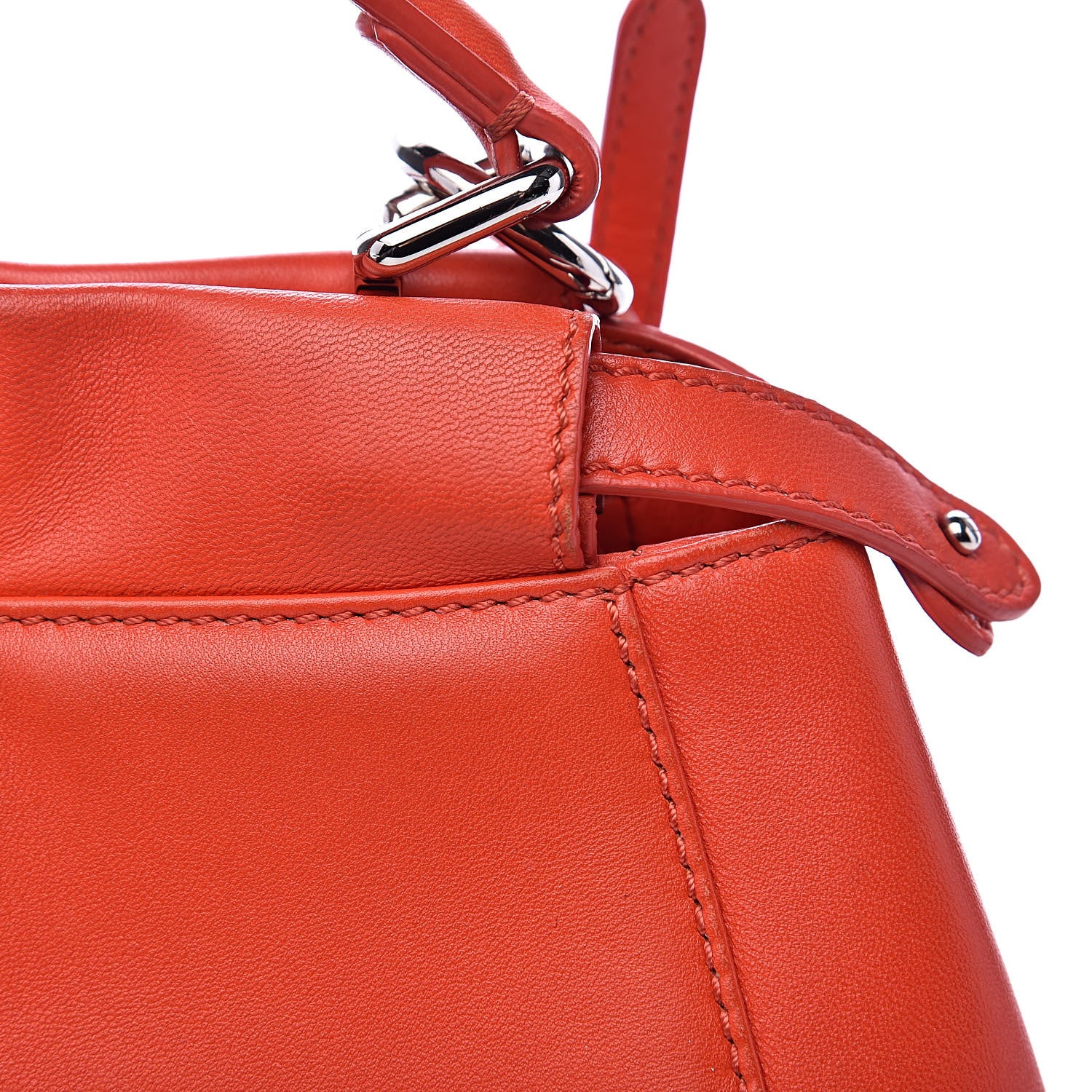 Fendi Nappa Mini Peekaboo Iconic Satchel Papavero 13 of 16