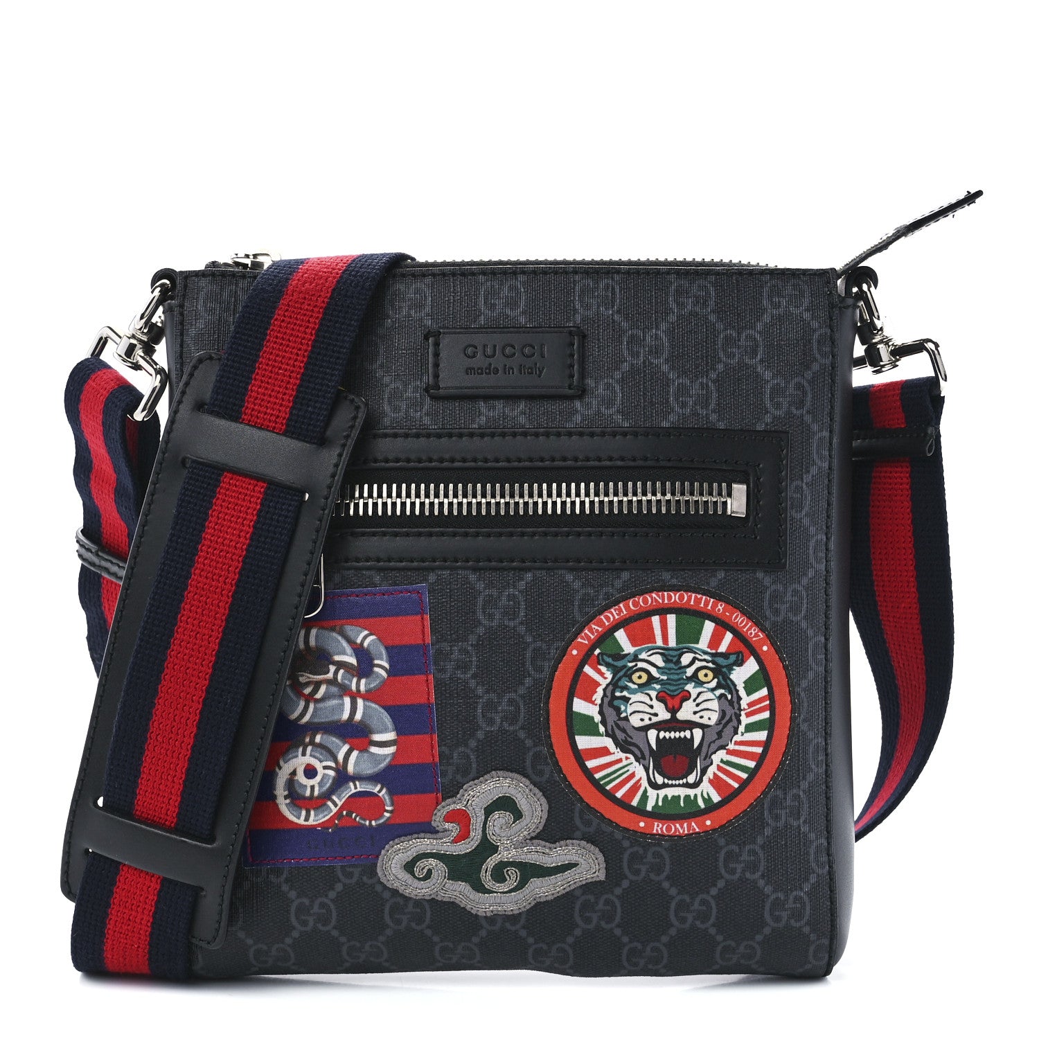 Gucci GG Supreme Monogram Night Courrier Flat Messenger Bag Black Multicolor 1 of 14
