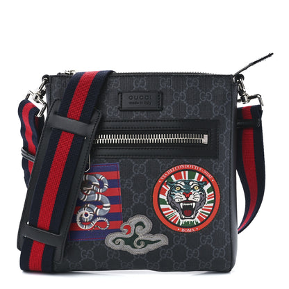 Gucci GG Supreme Monogram Night Courrier Flat Messenger Bag Black Multicolor 1 of 14
