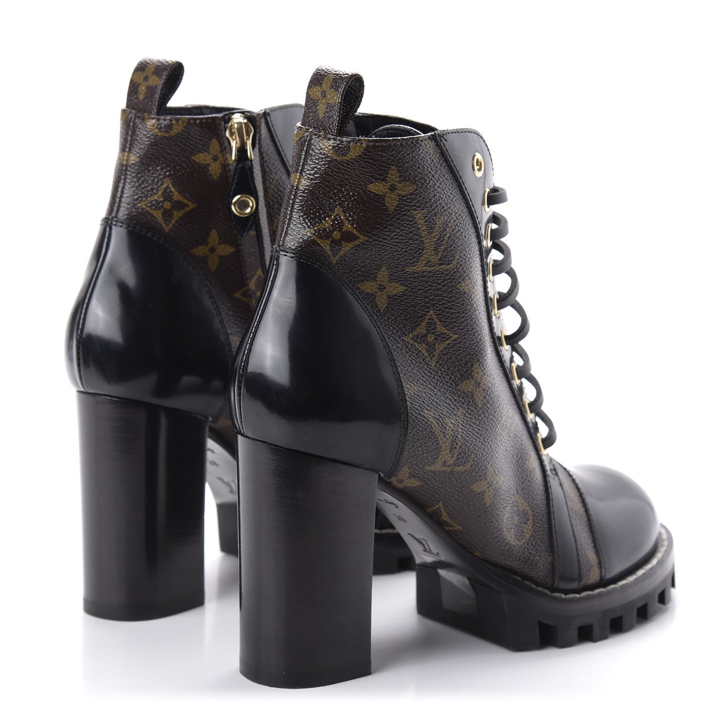 Louis Vuitton Patent Calfskin Monogram Star Trail Ankle Boots 38 Black 4 of 8