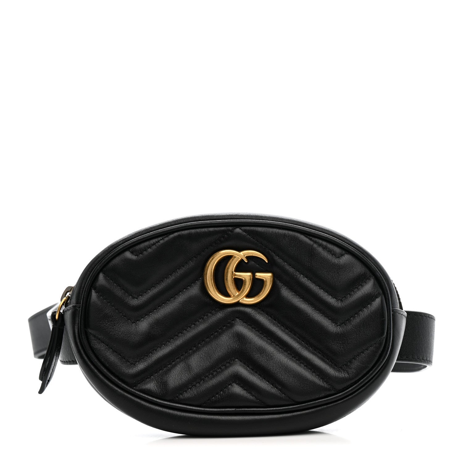 Gucci Calfskin Matelasse GG Marmont Belt Bag 85 34 Black 1 of 11