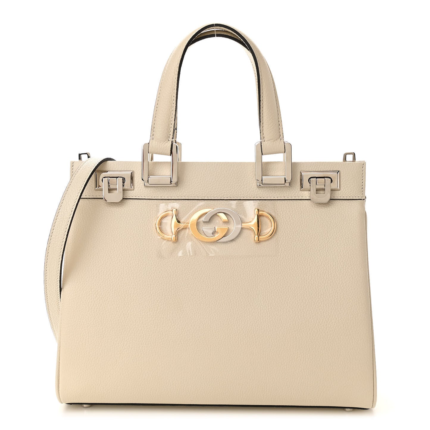 Grainy Calfskin Small Zumi Top Handle Bag Mystic White