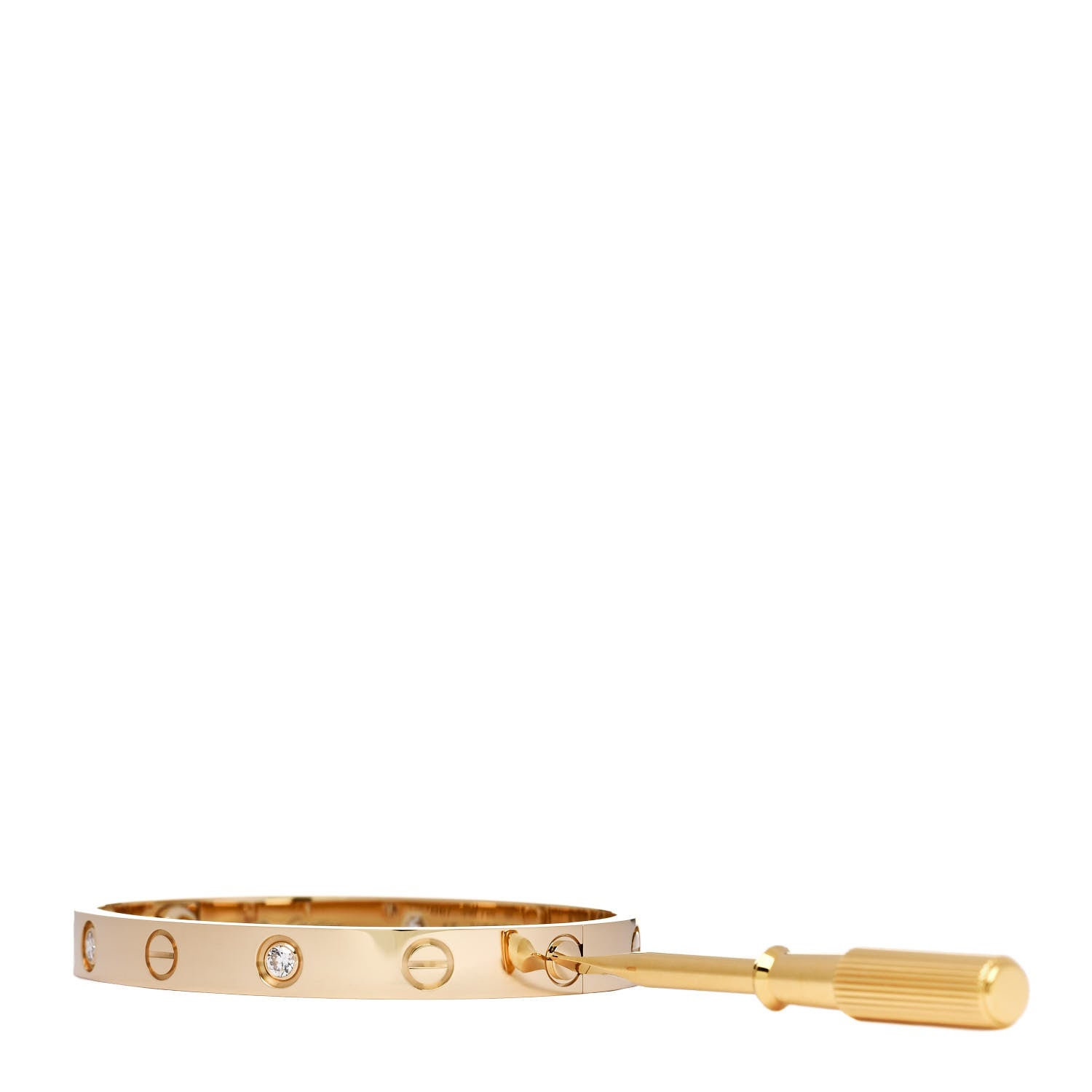 Cartier 18K Yellow Gold 4 Diamond LOVE Bracelet 15 3 of 9