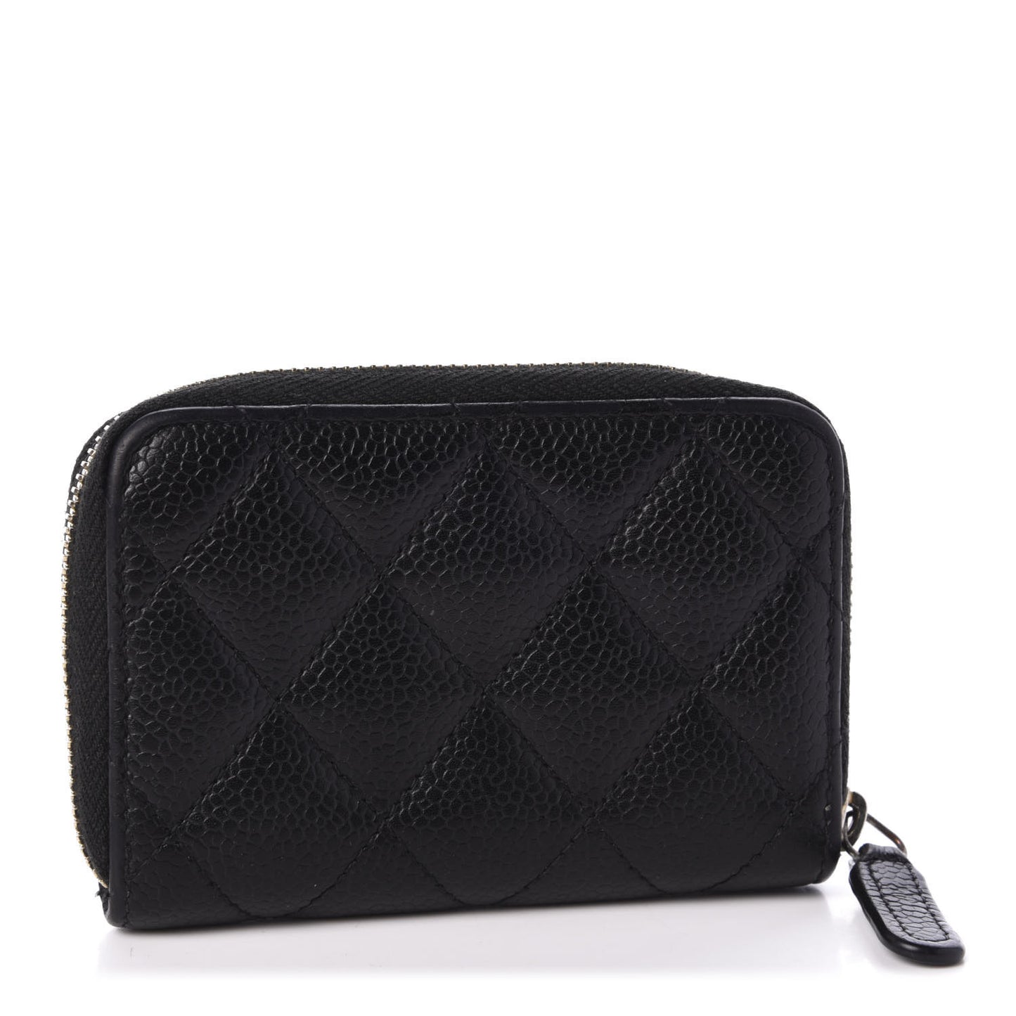 Caviar Quilted Zip Coin Purse Black