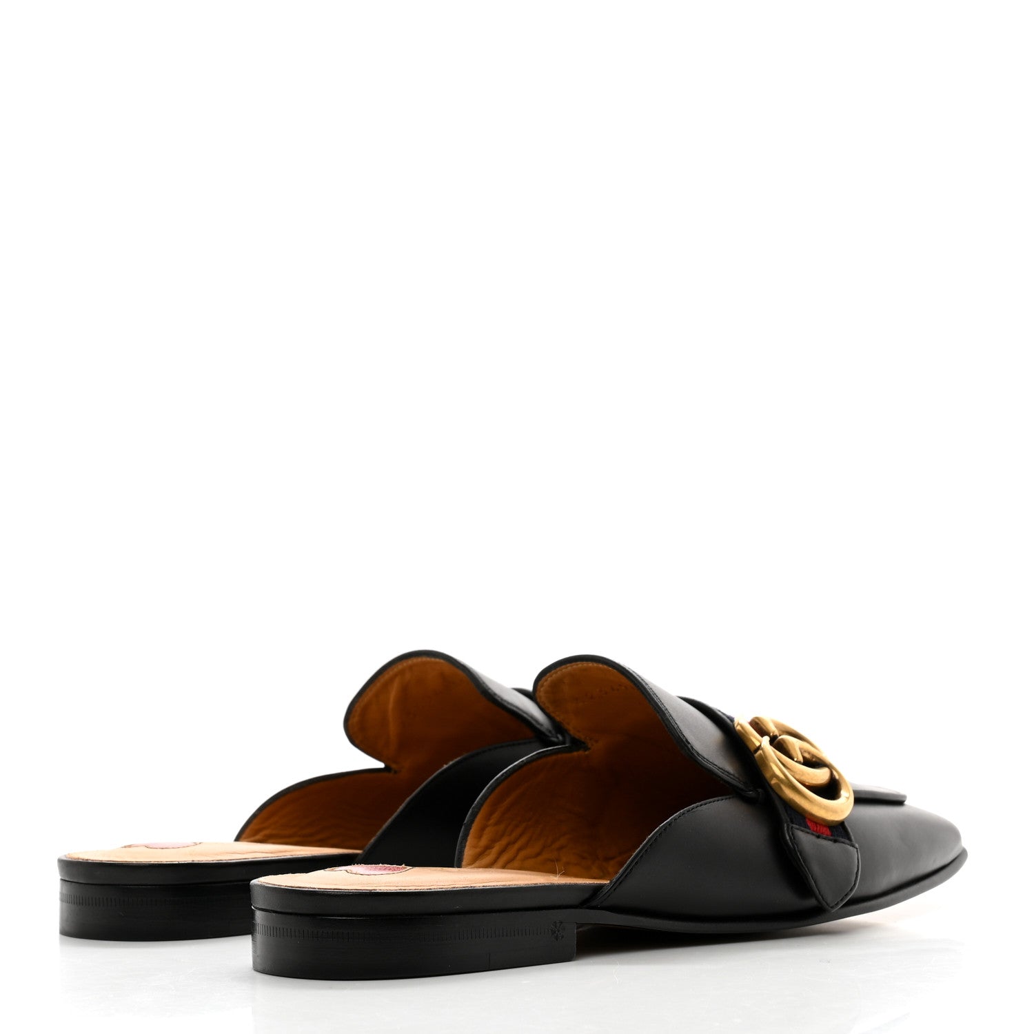 Gucci Calfskin Web Womens Peyton GG Slippers 35 Black 4 of 9
