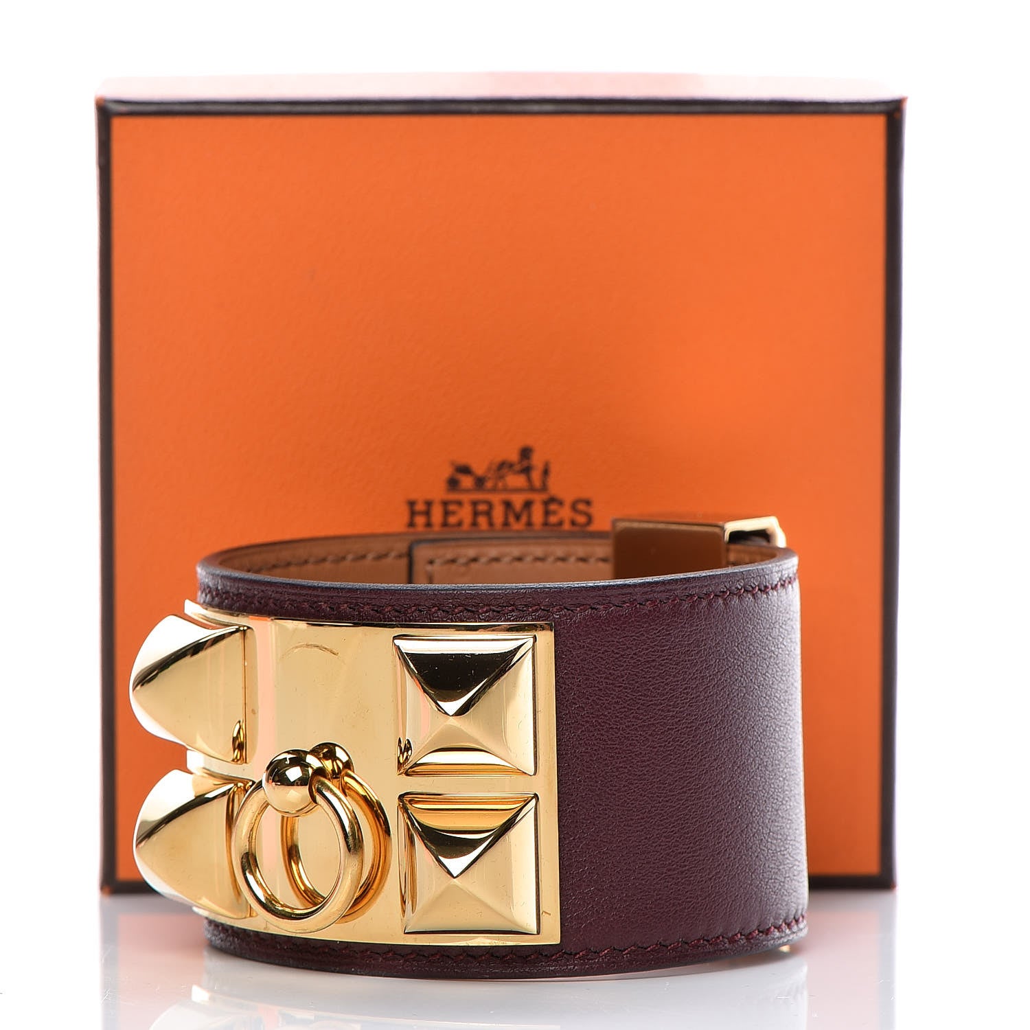 Hermes Swift Collier de Chien CDC Bracelet T2 Bordeaux 9 of 9
