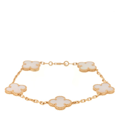 Van Cleef & Arpels 18K Yellow Gold Mother of Pearl 5 Motifs Vintage Alhambra Bracelet 1 of 4