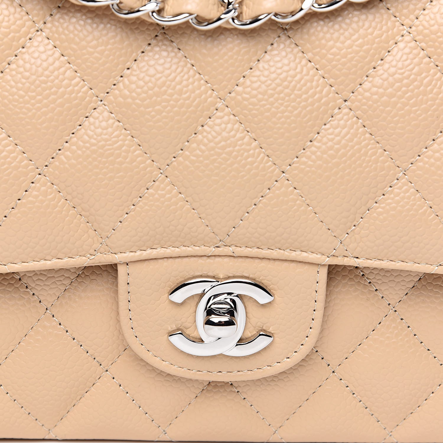 Chanel Caviar Quilted Medium Double Flap Beige 8 of 11