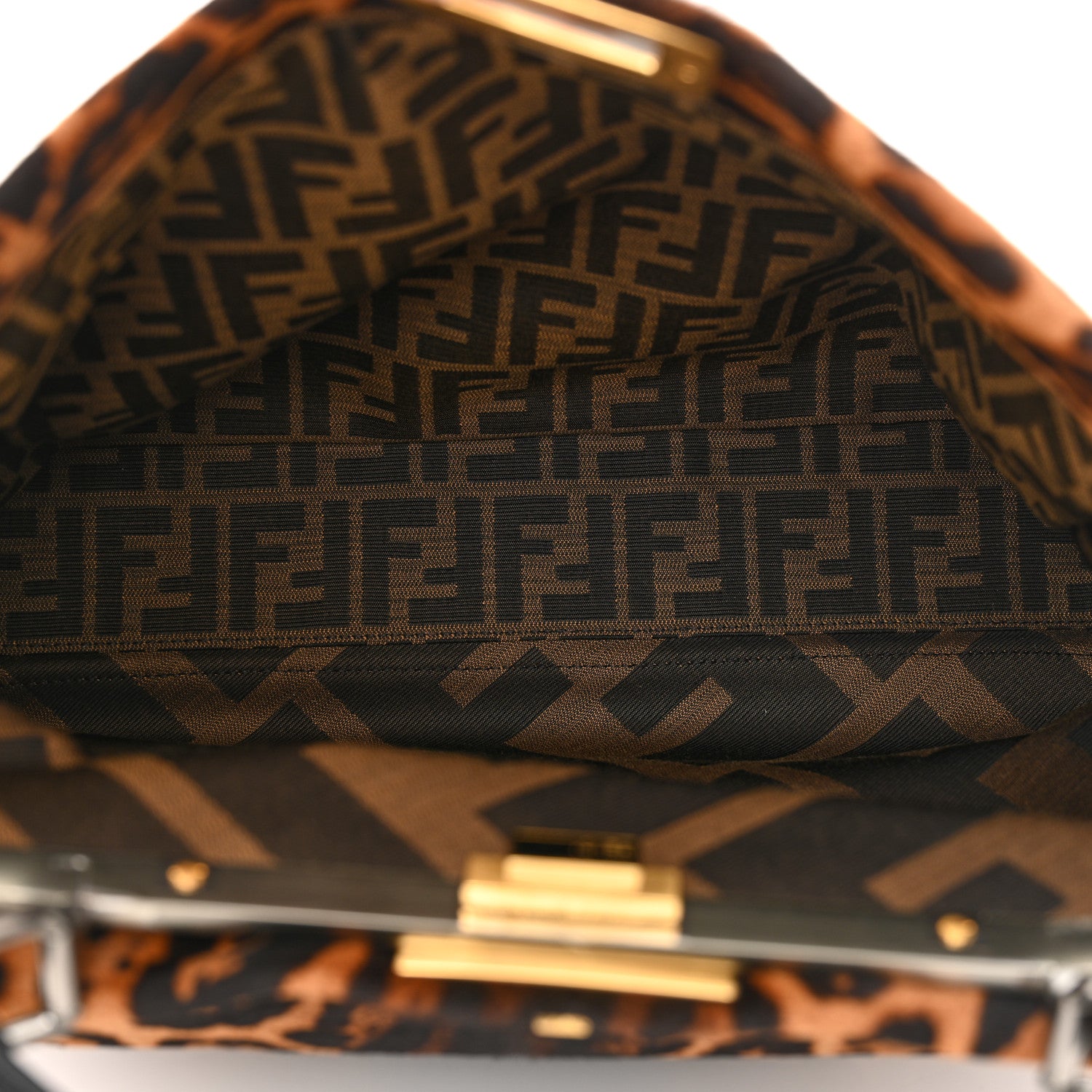 Fendi Calf Hair Leopard Print Zucca Large Peekaboo Iconic Satchel Tobacco 5 of 9