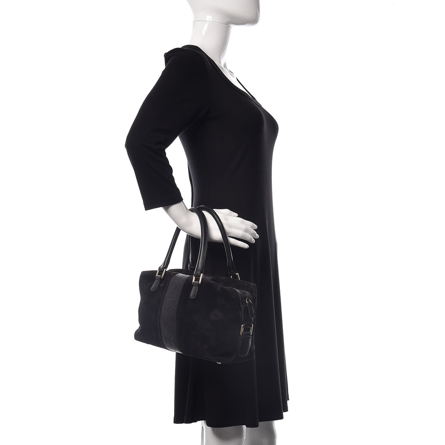 Gucci Suede Guccissima Small Boston Black 2 of 20