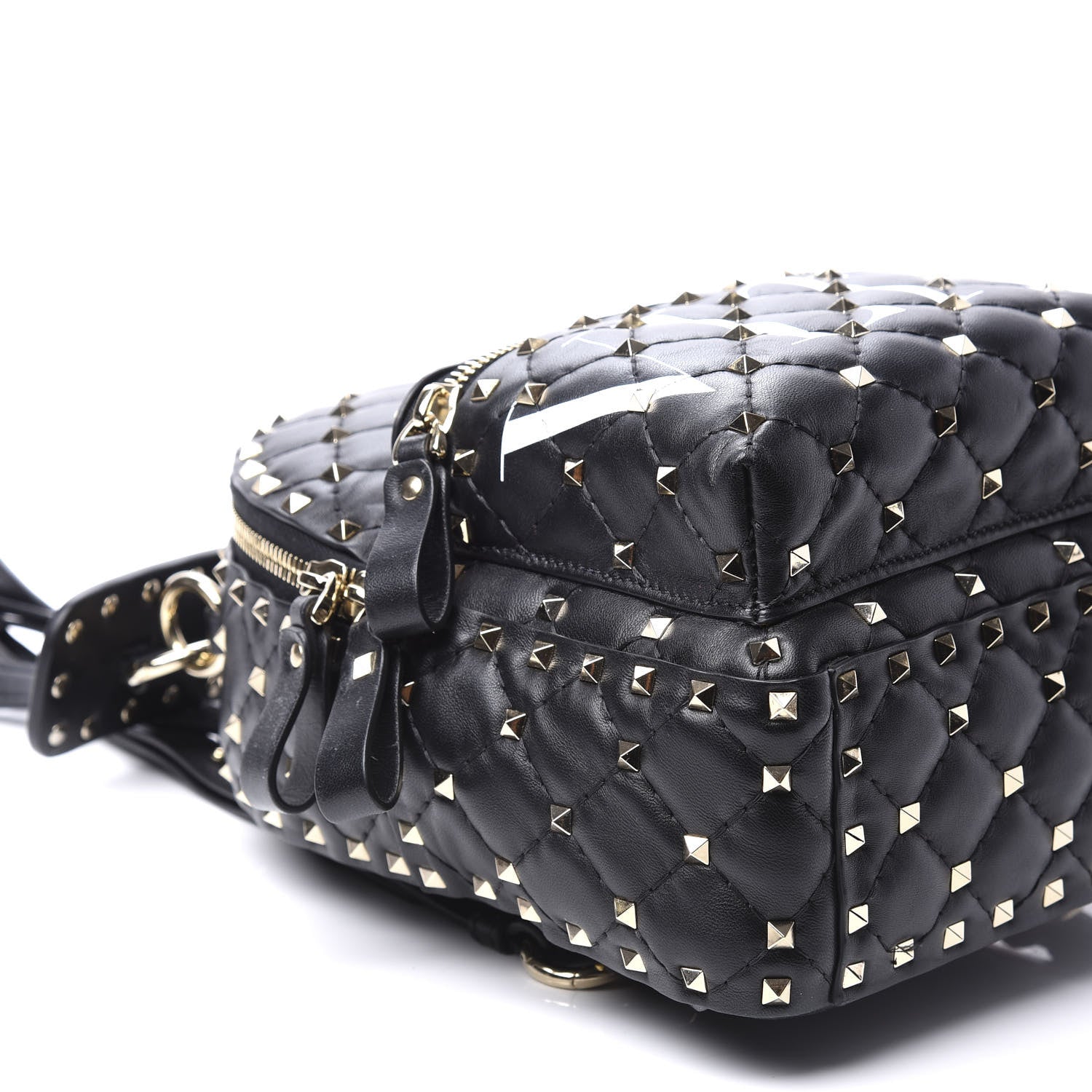 Valentino Garavani Lambskin VLTN Print Quilted Mini Rockstud Spike Backpack Black 6 of 8