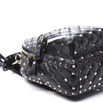 Valentino Garavani Lambskin VLTN Print Quilted Mini Rockstud Spike Backpack Black 6 of 8