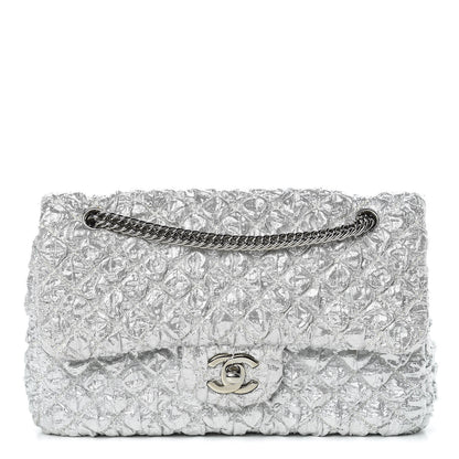 Chanel Metallic Lame Quilted Small Double Flap Silver 1 of 15